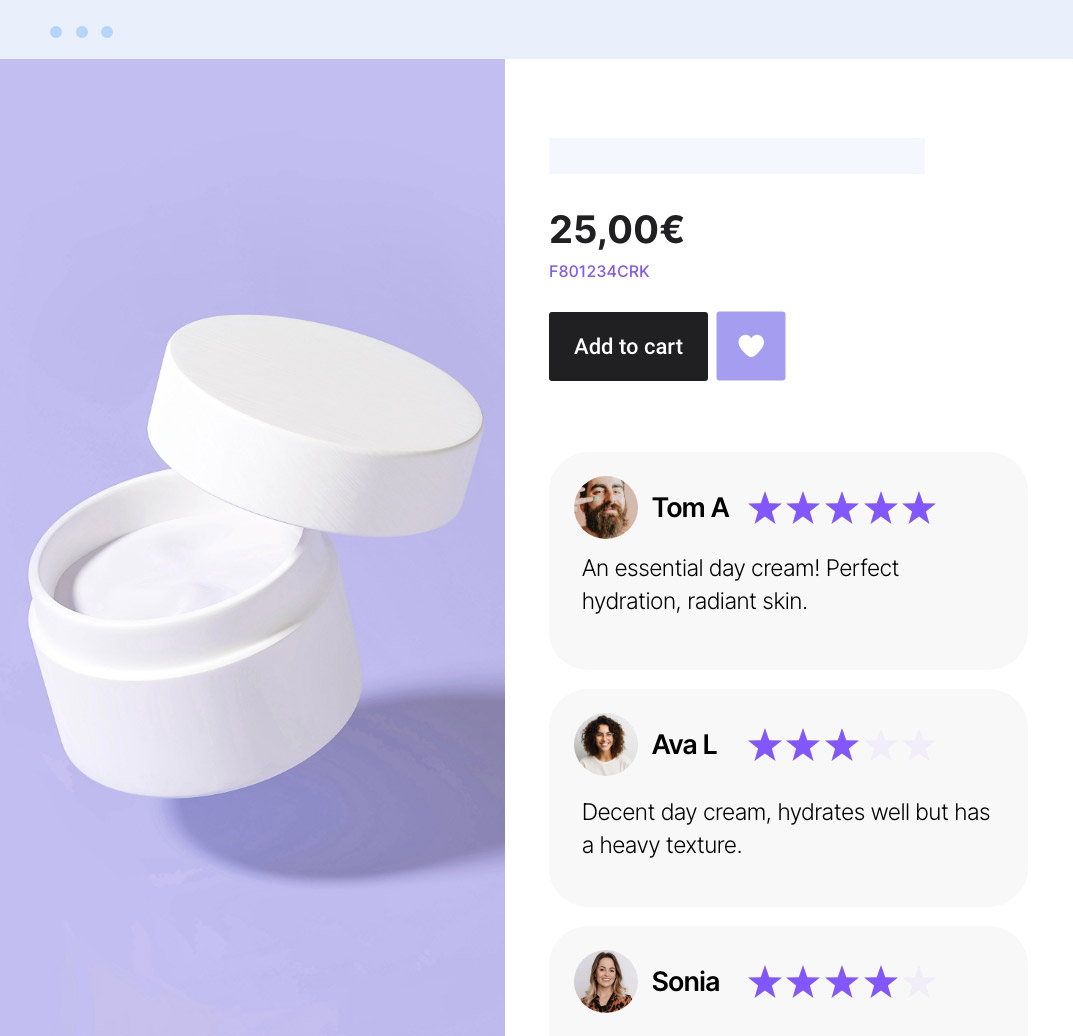 Product page make up e e-commerce